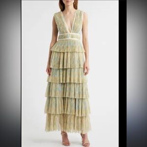 Anthropologie Hutch Plunge Neck Tulle Gown*Read*